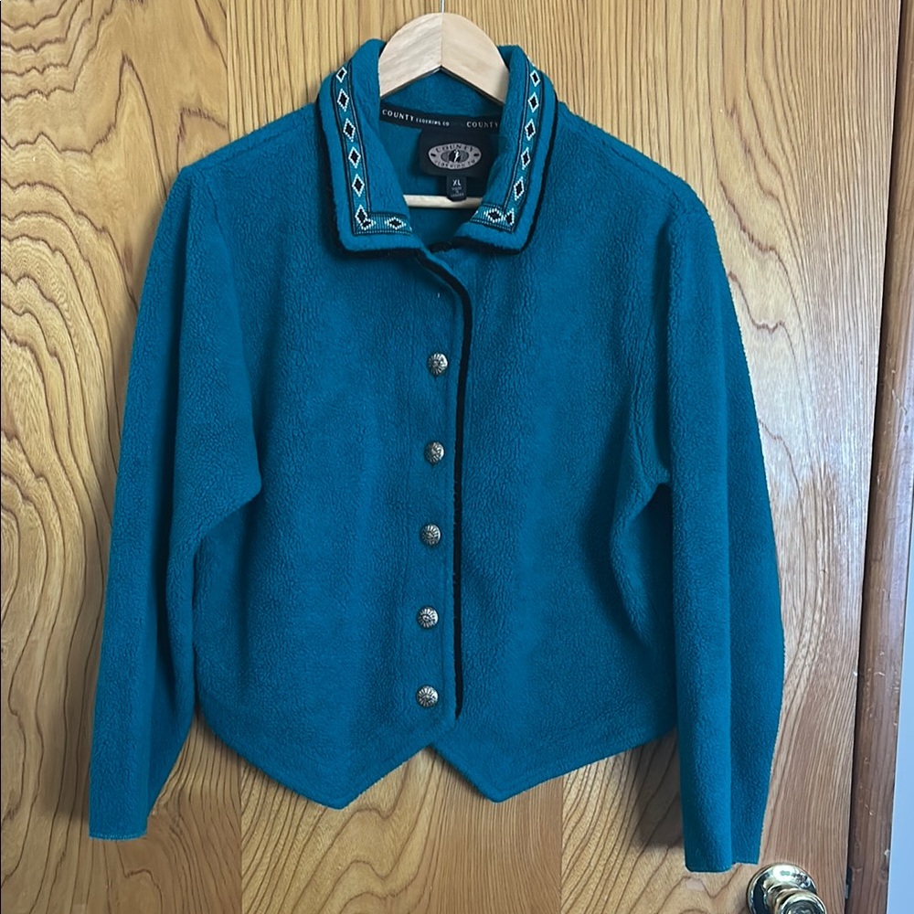 Teal Button-Up Women's Jacket